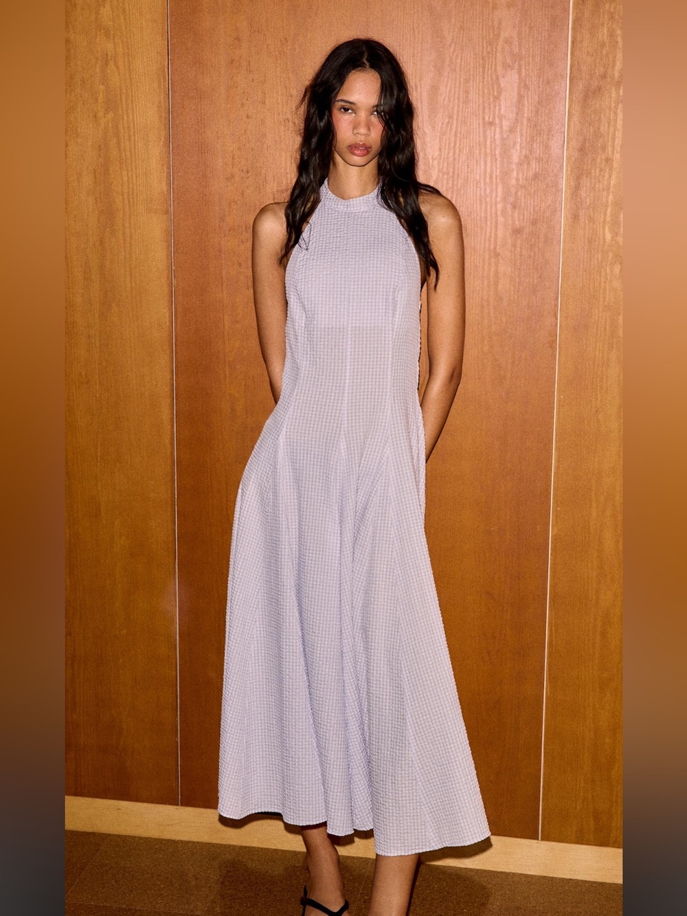 Zara Lavender Sleeveless Waffle Midi Dress